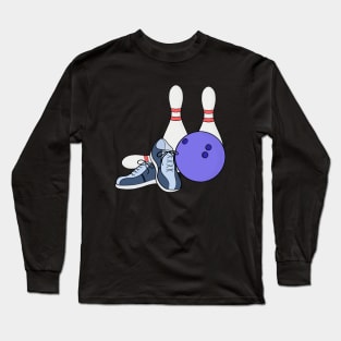 Pins ball and shoes for bowling Long Sleeve T-Shirt